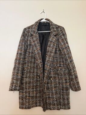 TALULAH Black and Brown Tweed Pea Coat